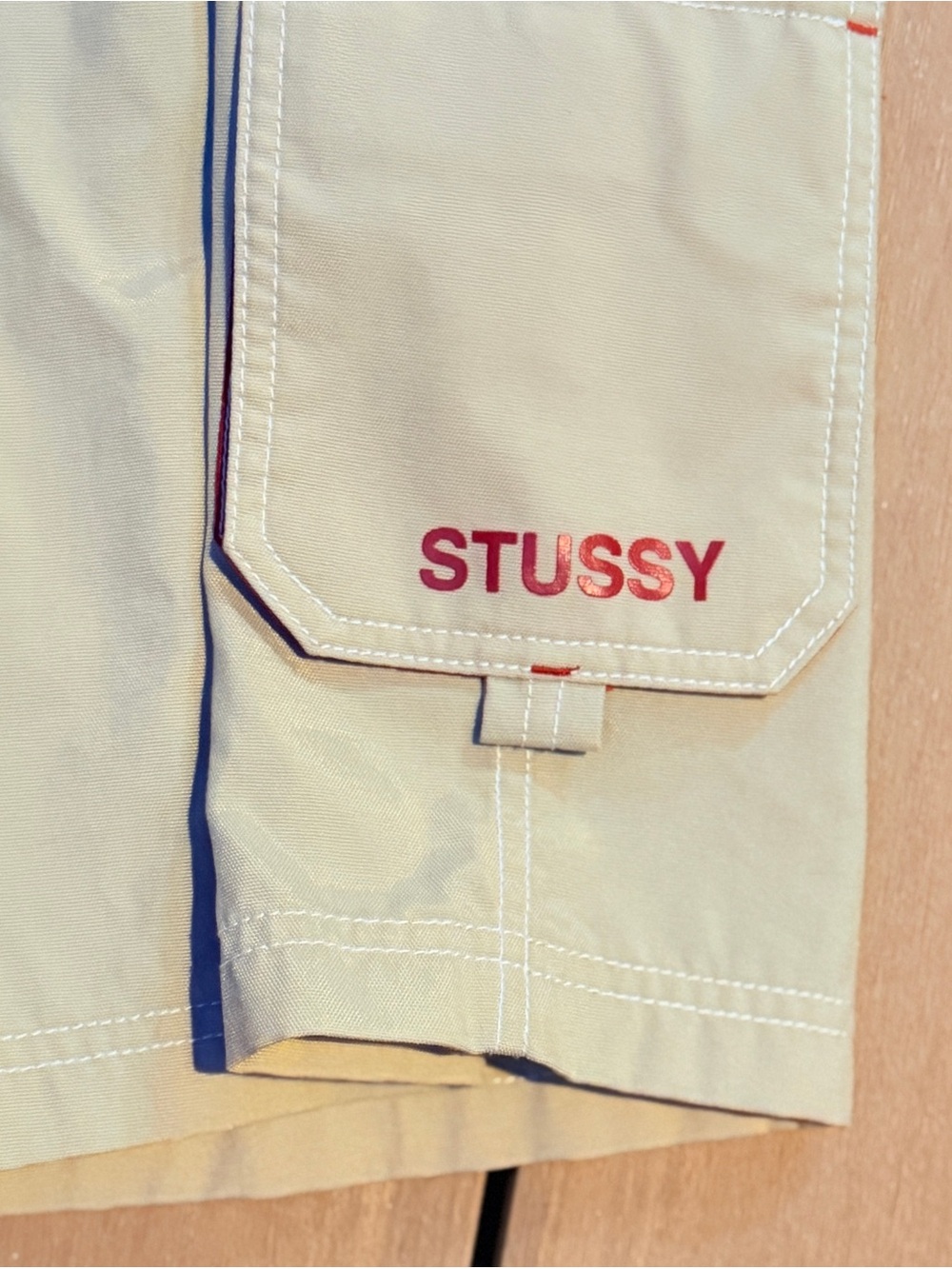 Y2K Stüssy Nylon Board Shorts Khaki 30 - Picture 5 of 8